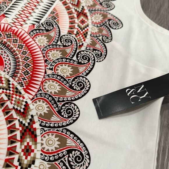 New York & Company Sleeveless Geometric Pattern Dress White Midi dress NWT - Picture 5 of 7